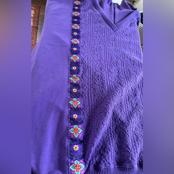 VINTAGE Blast Purple Long Sleeved Eclectic 80s Grandmacore Sweater Retro Large - Picture 10 of 11